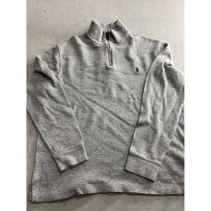 Polo Ralph Lauren Quarter Zip Pullover Sweatshirt Heather Gray Mens Size L